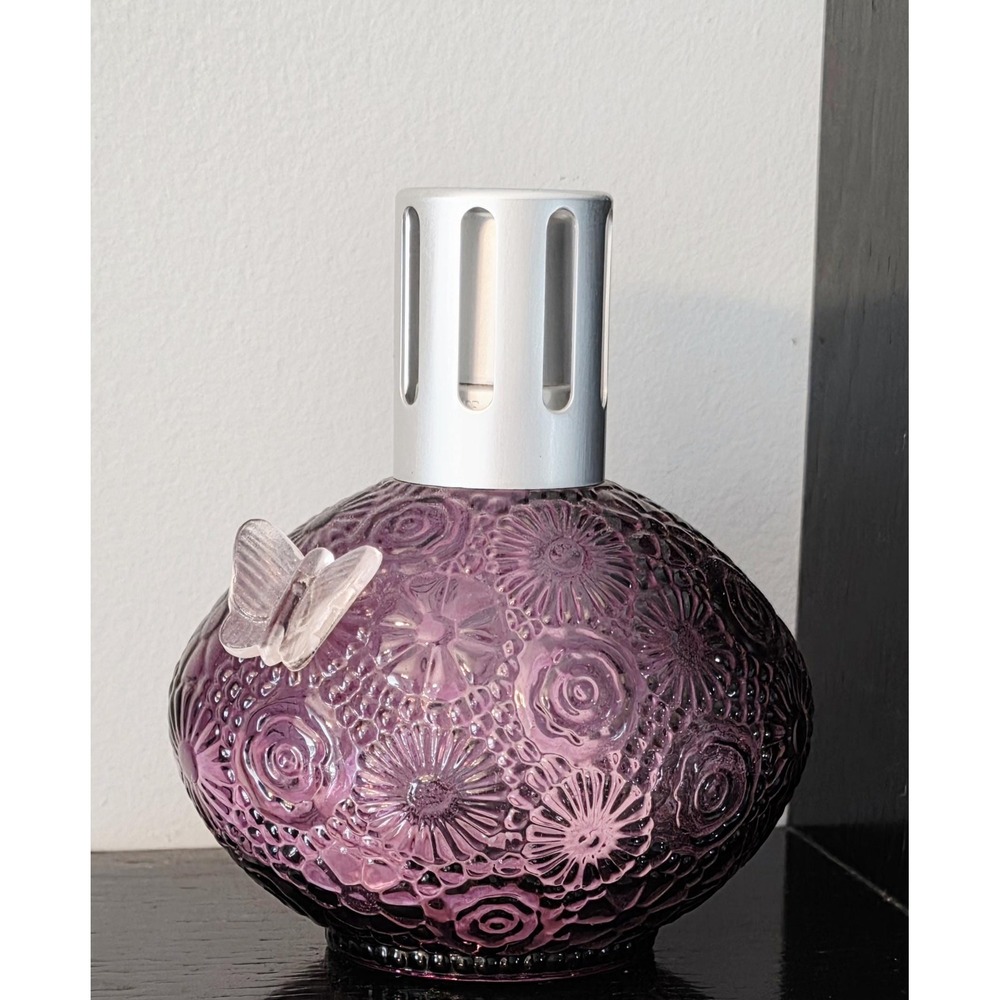 Vintage Purple Butterfly Glass Lampe Berger (Made in France)